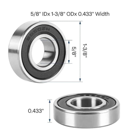 Rock Solid 10 Pack 99502H Mower Spindle Bearings, 5/8 ID x 1-3/8 OD x 0.433 Width, steel, for karts and lawn care.