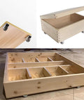 Wooden storage drawers with 4 Pcs Mini Rigid Caster Wheels 1 Inch Low Profile Rubber Rolling Wheels with Steel Top Plate