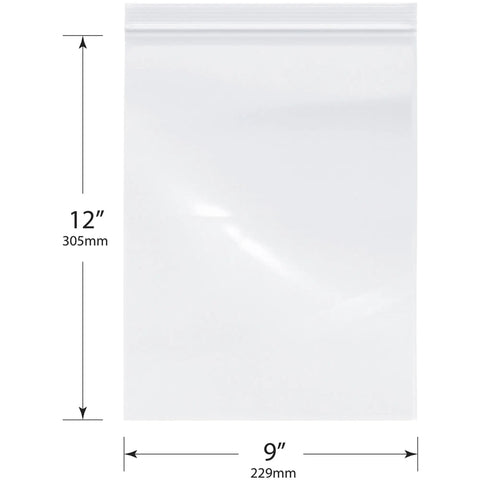 9x12 Inch 4 Mil Zipper Reclosable Bags Pack Of 100 For Food Storage And Organization, Heavy Duty Clear LDPE Bags With Secure Zip Seal, FDA Compliant, Great For Freezer And Pantry; 9x12 inch clear bag with 12 x 9 in dimensions