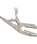 Get These Bad Boy Locking Pliers. Ten Inch Carbon Steel Heavy Duty Vise Grips for quick clamp action close-up view.