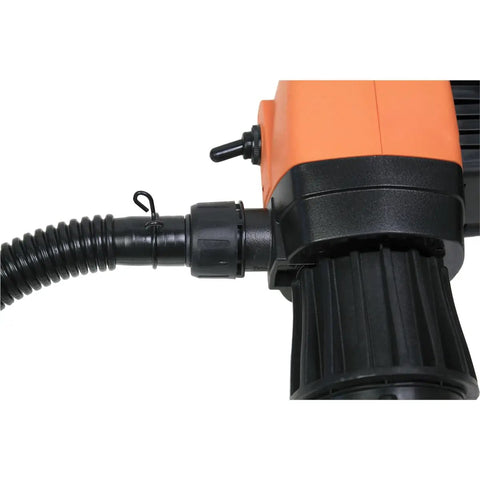 No Fuss Cordless 19.2V Drum Pump With Telescopic Tube Fitting pipe connection detail, designed for barrels and IBC tanks.