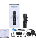 Ultra Compact Tactical Flashlight For Hunting And Outdoor Use, 1250 Lumens, 14400 Candela, 240 Meter Beam with accessories