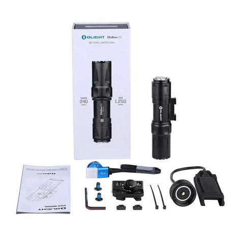Ultra Compact Tactical Flashlight For Hunting And Outdoor Use, 1250 Lumens, 14400 Candela, 240 Meter Beam with accessories