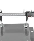 Front view: 145T frame motor slide base, gray solid steel with two adjustable mounting posts and bolts.