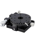 Motorized Rotary Positioning Stage With Precision Electric Rotary Platform And Fine Tuning Sliding Table For Quick And Easy Optical Alignment And Micro Positioning From R38 To R125, black metal table with engraved measurements