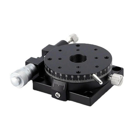 Motorized Rotary Positioning Stage With Precision Electric Rotation For Optical Alignment And Micropositioning, black metal platform