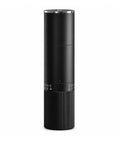 Manual Burr Coffee Grinder With 80 Adjustable Settings For Portable Espresso And French Press Brewing, black design, sleek cylindrical shape.