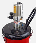 Built Like A Tank Air Pneumatic Grease Gun 8 Gallon High Pressure Lubricator showing the stainless steel top and black tank.