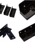 Hella Sturdy Heavy Duty Galvanized Steel Bed Rail Bracket For Reinforcing Creaky Bed Frames With Thick Load Bearing Plate And Secure Hardware For Zero Fuss DIY Repairs, black steel brackets.