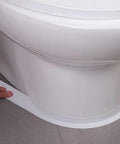 Applying White Caulk Tape Peel And Stick Waterproof Self Adhesive Sealing Tape For Bathroom Kitchen Tub Toilet Walls Floors Tiles Wallpaper Decor No Mess Glue Free Quick And Easy Fix In Minutes around toilet base