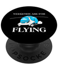 Weekends Are For Flying Gyrocopter Pilot PopGrip Swappable Grip For Aviation Enthusiasts With Gyroplane Autogyro Themed Phone Accessory