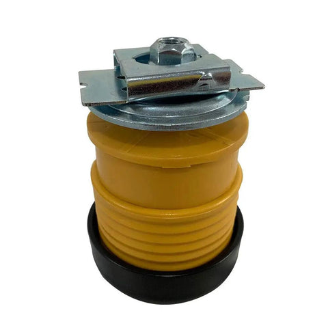 Direct Bolt On Body Mount Bushing Kit For Ford F250 F350 F450 F550 Trucks 2008 Through 2016 with yellow polyurethane and metal components.