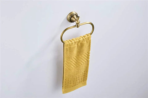 Oval Towel Ring In Brushed Bronze Finish With Antique Brass Look Exquisite Carved Pattern Wall Mounted Hand Towel Holder For Bathroom And Kitchen