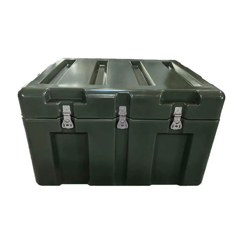 Rotomolded Heavy Duty Industrial Tool Storage Box Waterproof And Stackable Shockproof Tough As Nails Hard Transport Case For Construction Workshop And Field Equipment Transit With Retractable Pull Rod And Quiet Rolling Wheels For Effortless Pulling, dark green view