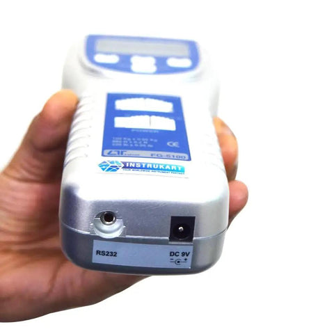Heavy Duty Digital Force Gauge With 100 Kg Capacity Dual Hook Tension And Compression Tester For Industrial Lab And Quality Control Applications Push Pull Gauge FG5100, rear RS232 and DC 9V ports