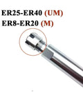 Battle Tested CNC Milling Extension Rod With Heavy Duty ER Collet Sleeve showing ER25-ER40 and ER8-ER20 collet types.