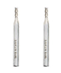 Front view of two 1/8 x 1/4 in HSS 4-flute straight end mills
