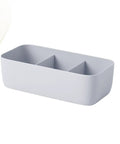 Four Piece Plastic Drawer Organizer Box With Compartment Dividers For Bras Underwear And Socks Nifty Closet Storage Bins To Ditch The Clutter Once And For All - grey plastic bin with two compartments.