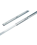 Built Tough 15 Inch Side Mount Cabinet Drawer Slides Featuring Steel Ball Bearings, two metal tracks for smooth drawer movement.