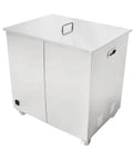 Heavy Duty Industrial Ultrasonic Cleaner 130L Tank For Badass Grime Removal On Machinery Parts with stainless steel cabinet and wheels.