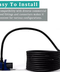 Black Vinyl Tubing Half Inch Inner Diameter And Five Eighths Inch Outer Diameter Ten Foot Flexible Hose For Water Air Oil Transfer In Ponds Fountains And Garden Great For DIY Projects Non Toxic BPA Free PVC Tube coiled next to pump