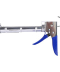 Side view of Heavy Duty Sealant Caulking Gun For 10 Oz Cartridges 11 To 1 Thrust Ratio Steel Construction With Dipped Iron Handle