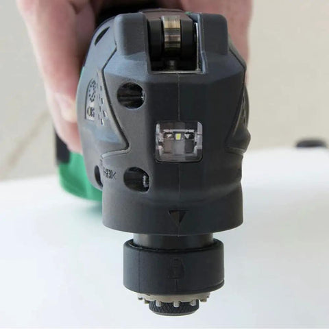 Close-up of 18V Cordless Oscillating Multi Tool With Brushless Motor, Auto Mode, Tool Free Blade Change, CV18DBLQ5 viewed from front.