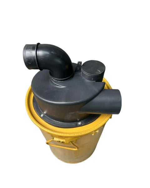 Top view of 2.5 Inch Double Filtration Cyclone Dust Collector For Woodworking DIY Turbocharged Filter Industrial Separator with hose.