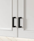 10 Pack 3 Inch Hole Center Solid Black Cabinet Handles Matte Black Square Bar Drawer Pulls Aluminum Alloy Hardware on white cabinets
