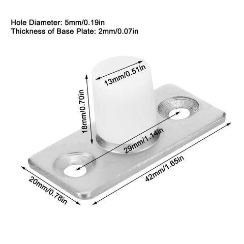Heavy Duty Nylon Barn Door Rollers Rock Solid Floor Mounted Guide Bracket with measurements for precise installation.