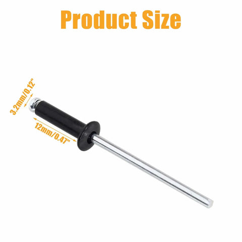Aluminum Blind Rivets Kit One Eighth By Half Inch, 100 Pieces Black Pop Rivets For DIY Home Projects, Rustproof Aluminum Alloy Rivets