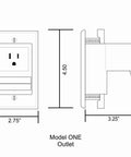Diagram of Recessed In Wall Cable Management Kit for Wall Mounted TV and Sound Bar with Dual Power Outlets dimensions.