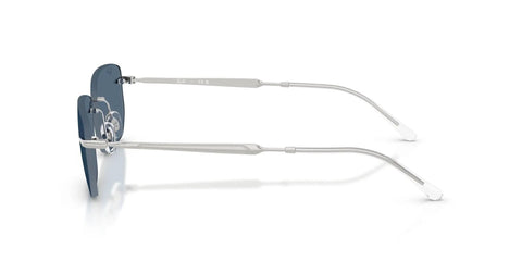 Side view of RB3768 Dope Sunglasses With Silver Frame And Dark Blue Lenses, Medium Fit, 129mm Hinge To Hinge, Lightweight