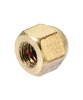 Top Shelf Brass Hex Cap Nuts 20 Piece M4 Dome Fasteners Corrosion Resistant Decorative Screw Covers Heavy Duty Hardware For Backyard Builds And Garage Fixes Solid Brass Finish close-up view of a brass hex cap nut.