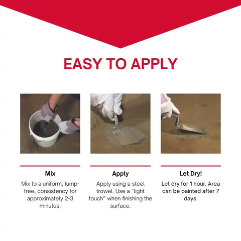 Steps to use Concrete Repair Patch That Actually Works, Fast Drying Ready To Use Vinyl Cement Patch For Interior And Exterior Surfaces, 10 Pound Bag