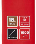 Top Shelf Hella Durable 18 Gauge Brad Nails Galvanized Finish Half Inch Length For Cabinet Molding Trim Picture Frames 1000 Count Box packaging