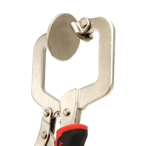6 Inch C Clamp Face Locking Pliers With Swivel Pads For Heavy Duty Grip Like A Boss And Locking Power, Clamp Bulky Workpieces Up To Two And A Quarter Inches Thick, 26 Inch Length, Two Inch Jaw Depth, Durable Construction, chrome vanadium steel with swivel pad