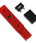 Pro Grade Digital pH Meter Tester 0.0-14.0 Range With 0.1 Resolution, Backlit Display And Auto Temperature Compensation shown with battery cover and battery
