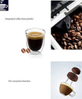 Solid Home 15 Bar Espresso Coffee Machine With Built In Milk Frother Adjustable Steam Wand Stainless Steel Frame Quick Rinse Setup For Your Daily Grind showing integrated grinder and espresso.