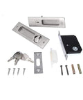 6.3 Inch Silver Invisible Recessed Handle Latch With Keys For Interior Pocket Door Lock And Sliding Barn Door Lock zinc alloy parts