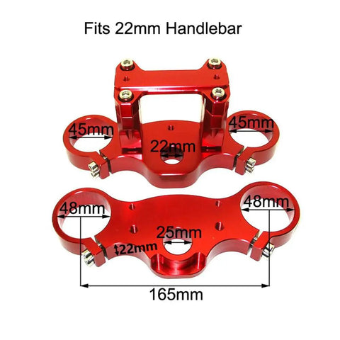 Red CNC Aluminum Triple Clamp Set For Pit Dirt Bike Forks 45mm And 48mm With 22mm Handlebar 165mm Center To Center