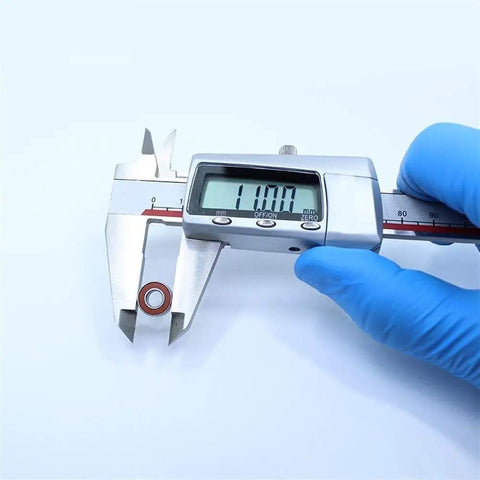 Caliper measuring MR115RS 5x11x4 Mm ABEC-3 2RS orange sealed ball bearing for hobby RC cars and trucks set of 10