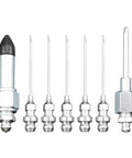 Pro Grade Grease Gun Needle Tip Kit 7 Piece Set With 5 Needle Nozzles, 1 Needle Dispenser, And 1 Rubber Nipple Adapter For Tight Spaces