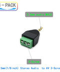 Three Pack 3.5mm TRS Stereo AV Male To 3-Screw Terminal Adapter Cables showing single adapter with 1/8 inch plug and screw block.