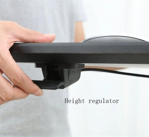 Close-up of the height regulator on the Heavy Duty Steel Height Adjustable Standing Desk Featuring No Fuss Manual Crank And Sturdy Casters.