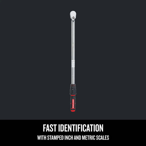 Torque Wrench One Half Inch Drive Adjustable 50 To 250 Ft Lb With Locking Feature Bi Material Handle And Durable Case