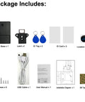 Package contents of RFID Cabinet Lock System With USB Cable For Wooden Drawers And Cupboards, including lock base and USB.