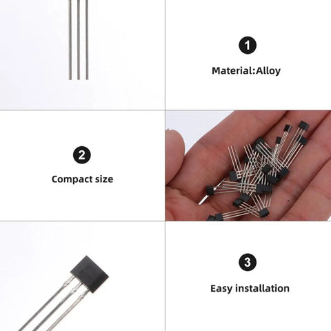 40Pcs Mini Hall Effect Sensor Module Kit With High Sensitivity Magnetic Detection Alloy Body Easy Operation For Industrial Production And Lab Analysis Quick Install And Reliable Performance, compact alloy sensor close-up