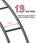 Close-up of Metal Arch Backdrop Stand 8 Ft Wide 7 Ft High for Weddings, showing 13-inch width detail in black.