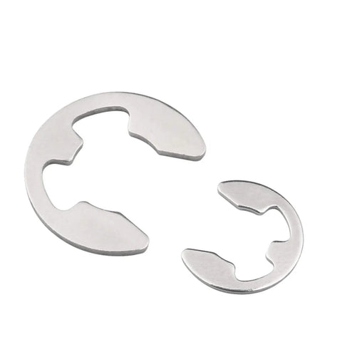 Stainless Steel E Clip Retaining Ring Kit For Shafts M1 2 To M10 20 Pc Circlip Washer Set, two sizes shown